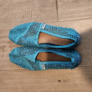 Toms Blue Crocheted Flats